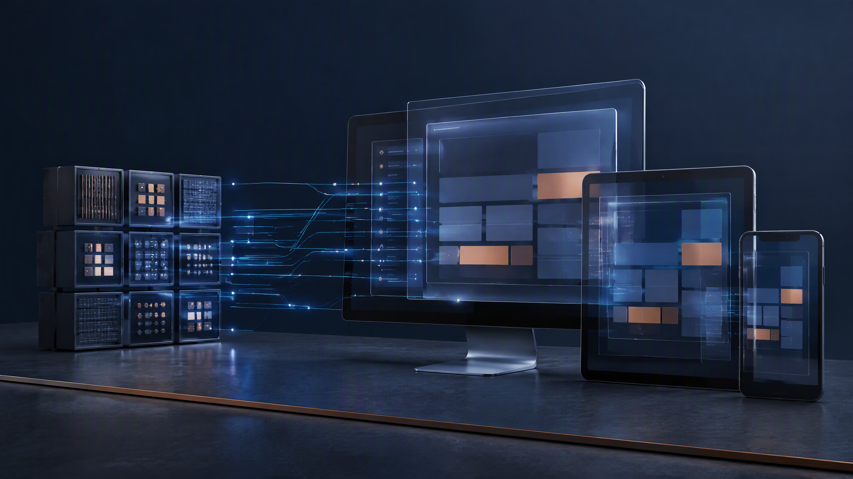 Older modular systems connecting to modern desktop, tablet, and mobile forms