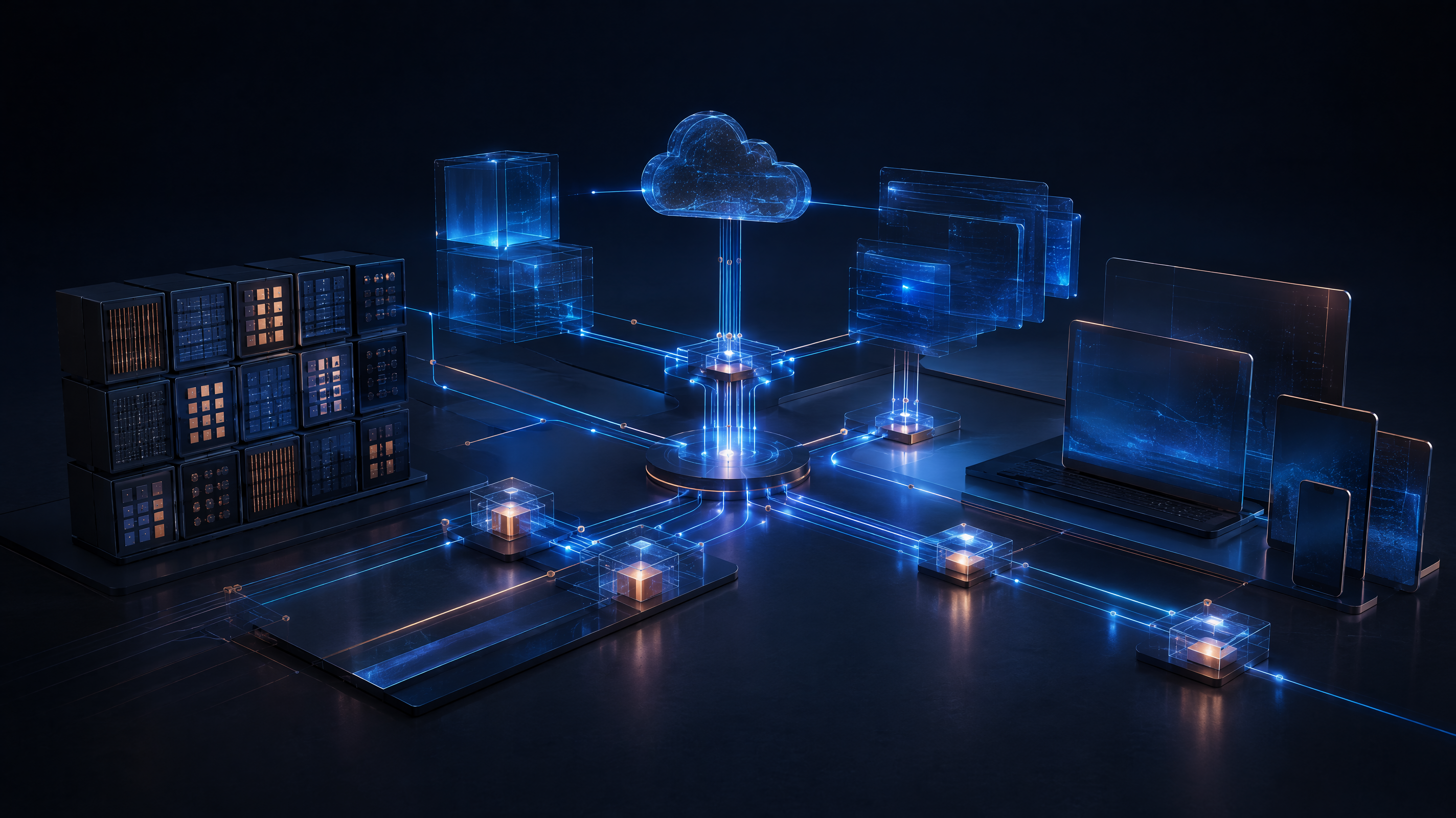 Connected server modules and data paths